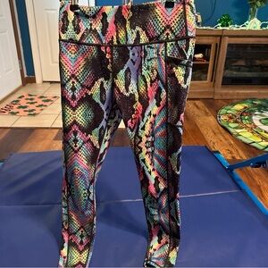 Constantly Varied Gear Vibrant Multicolor Snake Pattern Leggings